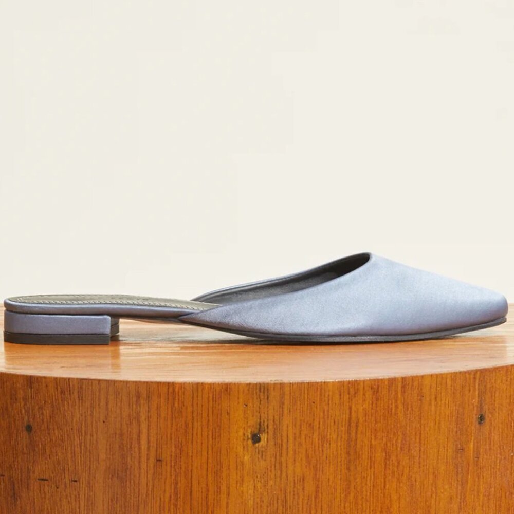 Jack Erwin Paz Satin Mule Powder Blue size 8